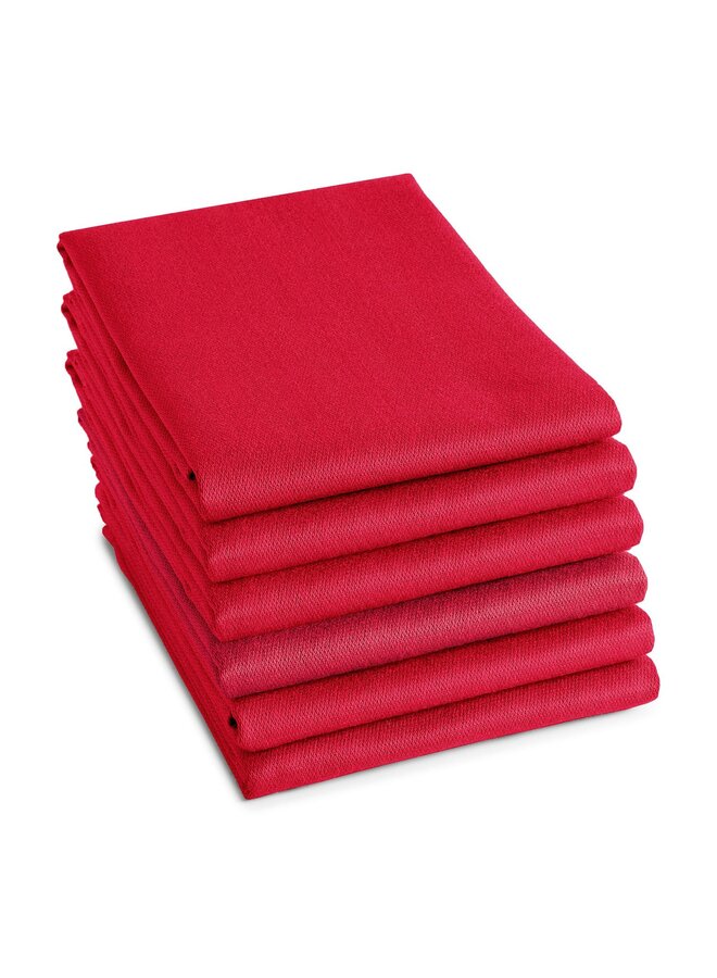 DDDDD Theedoek Logo Rood - Set Van 6 - Katoen