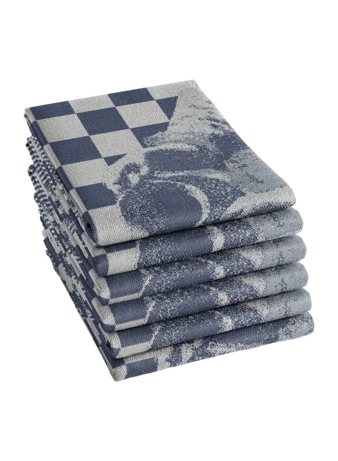 DDDDD Theedoek Milk Maid Blauw - Set Van 6 - Katoen