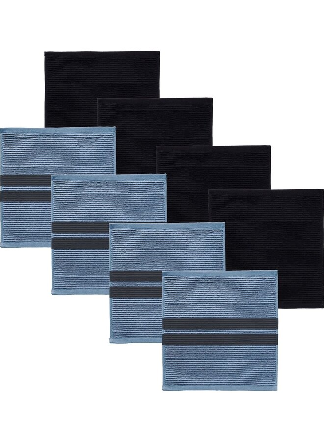 Vaatdoekset Baxter/Basic Blauw/Zwart - Set Van 4 - Katoen