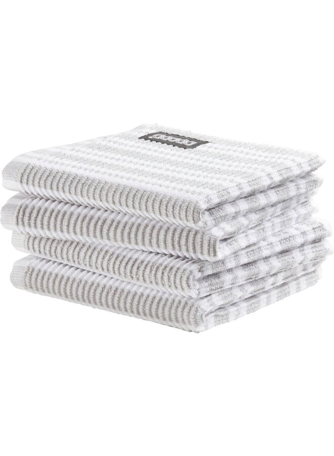 Vaatdoek Stripe Licht Grijs - Set Van 4 - Katoen