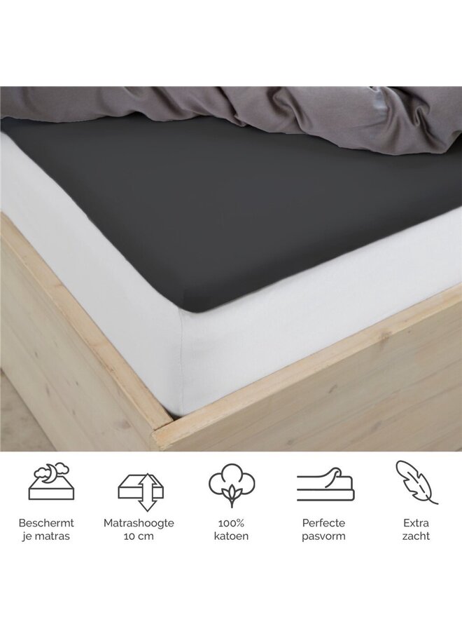 Byrklund Hoeslaken Topper Bed Basics Antraciet  - Jersey