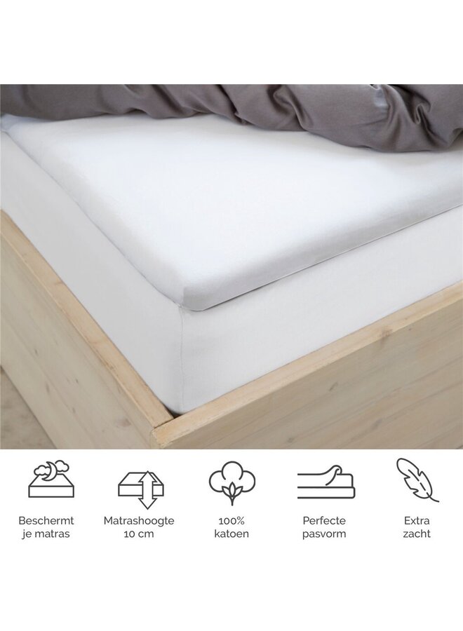 Byrklund Hoeslaken Topper Bed Basics Wit - Jersey