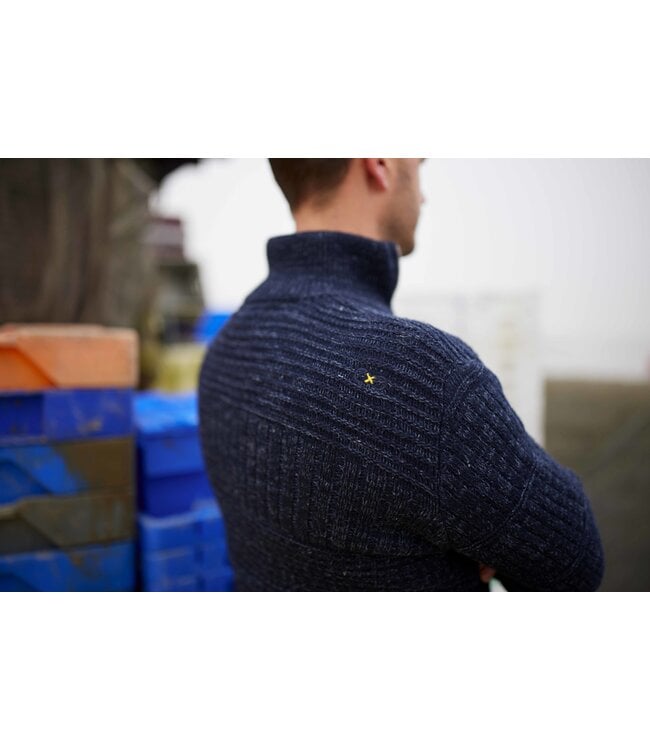 Heren Harlingen Schipperstrui - Navy Melange