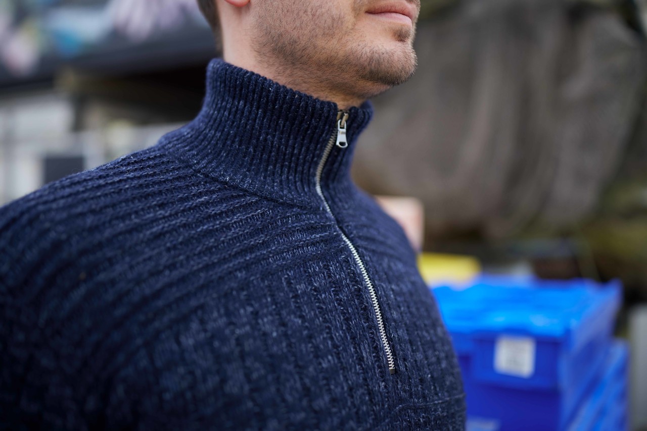 Harlingen Half Zip Sweater - Navy Melange