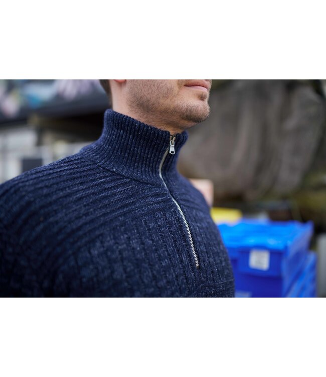 Heren Harlingen Schipperstrui - Navy Melange
