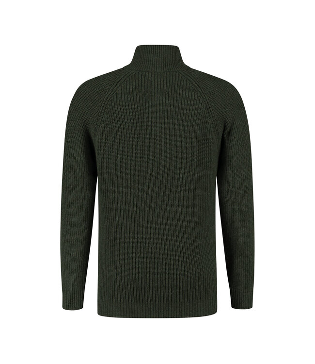 Essential Halfzip Sweater - Deep Green Melange