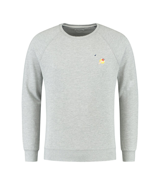 Blue Fleece Vitamin Sea Crewe Sweater - Grey Melange