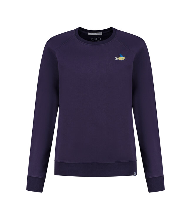 Blue Fleece Fishshark Crewe Sweater - Astral Navy