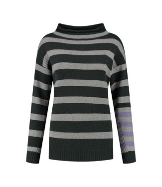 Woolcel Weekend Stripe Sweater - Grey/Anthracite/Lilac