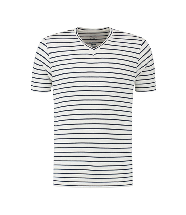 Relinen Stripe V-neck T-shirt - Navy/White