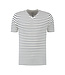 Relinen Stripe V-neck T-shirt - Navy/White
