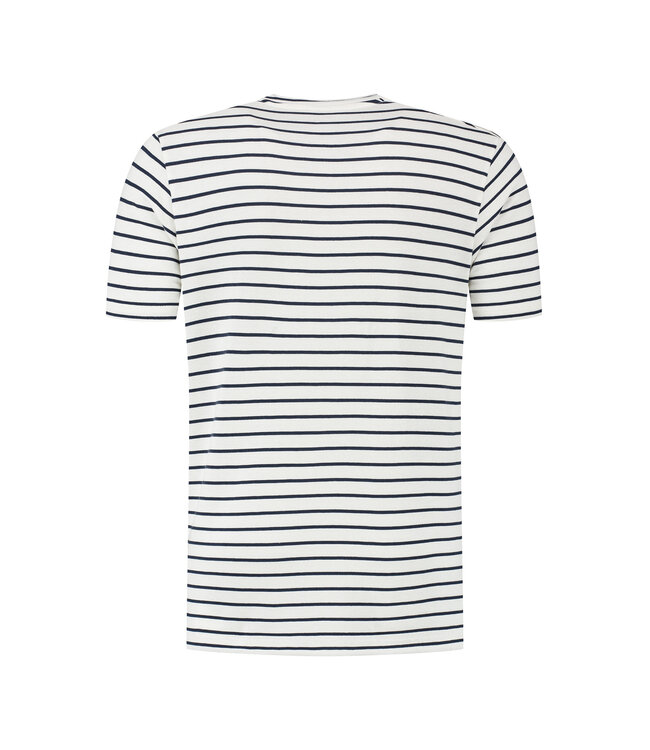Relinen Stripe V-neck T-shirt - Navy/White