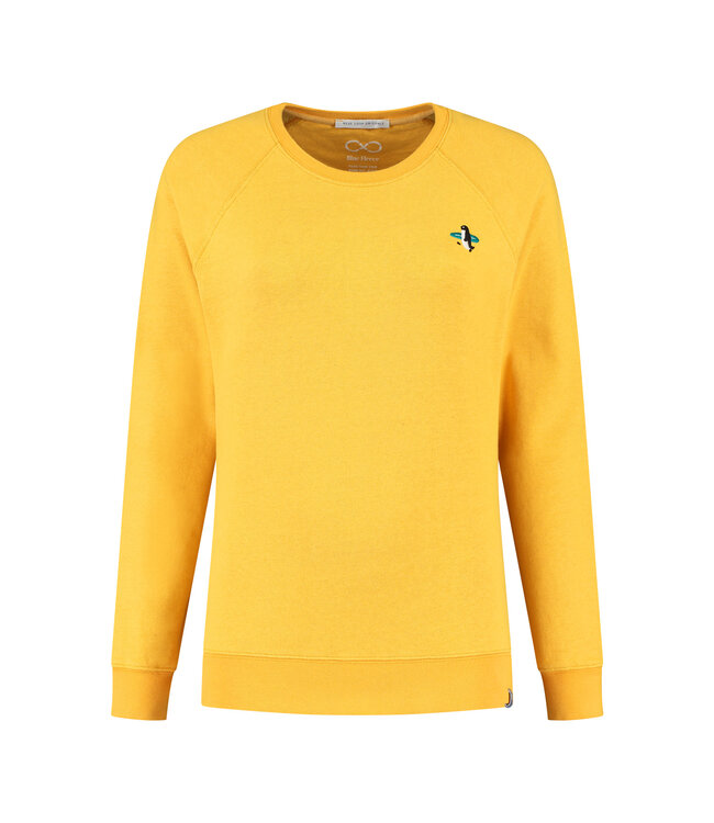 Blue Fleece Gone Surfing Crewe Sweater - Citrus