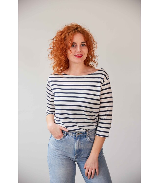 Refibra Stripe 3/4 Longsleeve - White/Navy