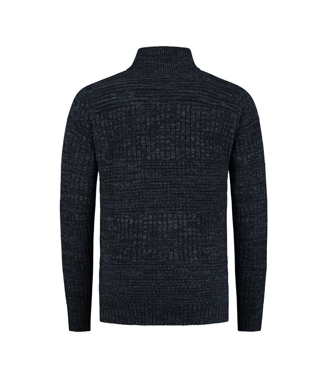 Harlingen Full Zip Sweater - Navy Melange