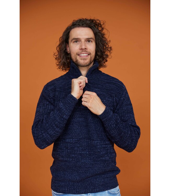 Heren Harlingen Schipperstrui - Navy Melange