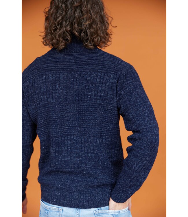 Heren Harlingen Schipperstrui - Navy Melange