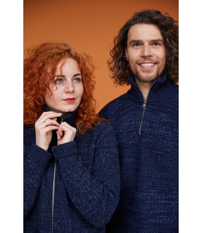 Heren Harlingen Schipperstrui - Navy Melange