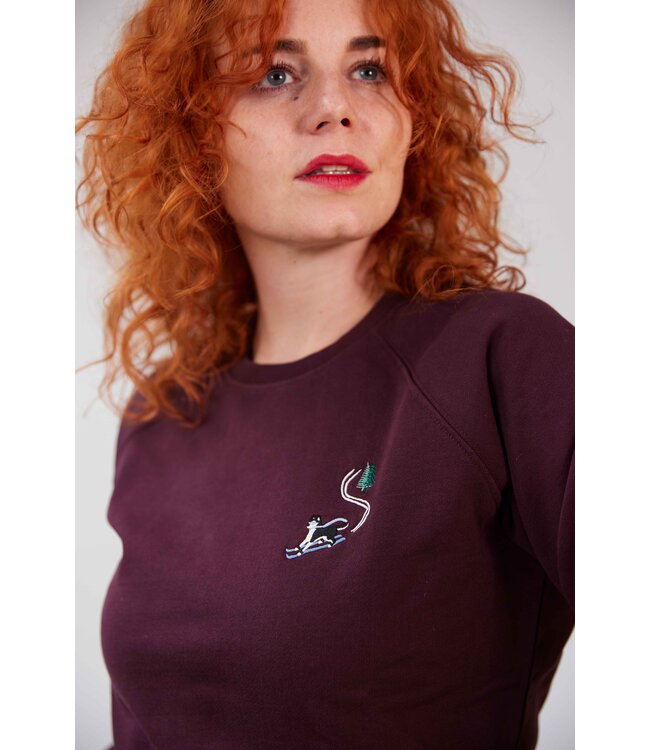 Blue Fleece Husky Sweater - Wine