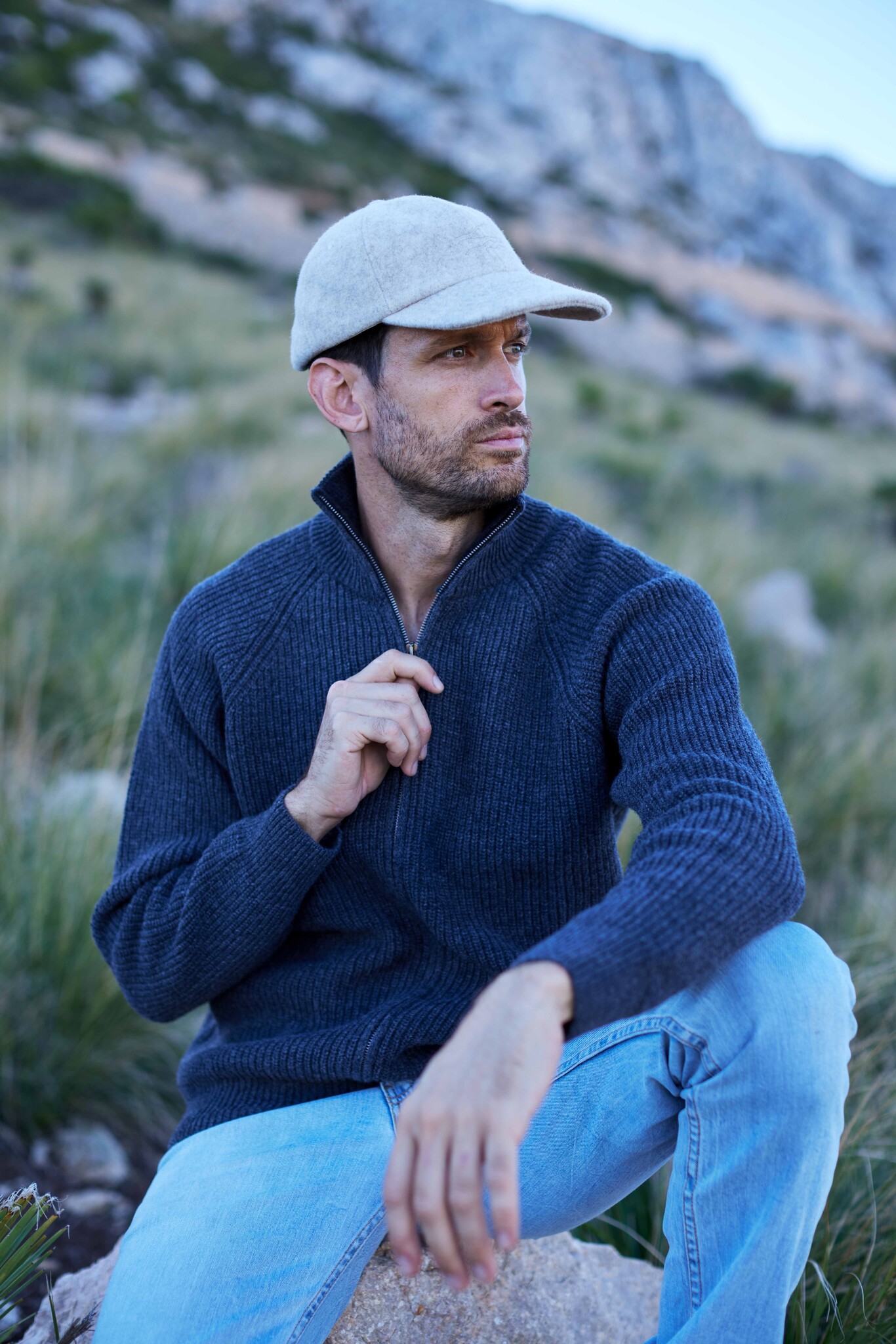 Cap Cefiget Color Woolfelt Cap - Beige - Blue LOOP Originals