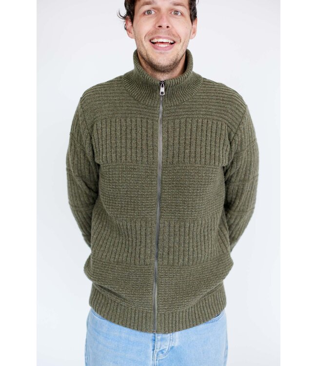 Harlingen Full Zip Sweater - Kaki