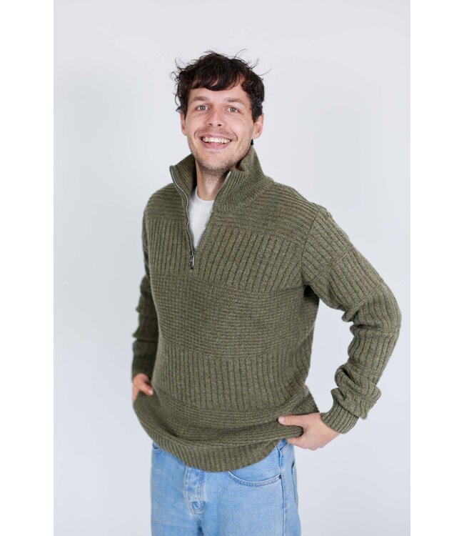 Harlingen Half Zip Sweater - Kaki