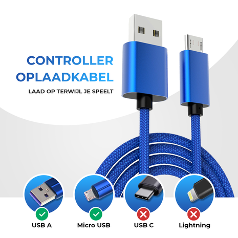 Publicatie Zuiver punt CS Extra Snelle Controller Oplaadkabel voor PS4/Xbox One – Micro USB -  Consoleskins