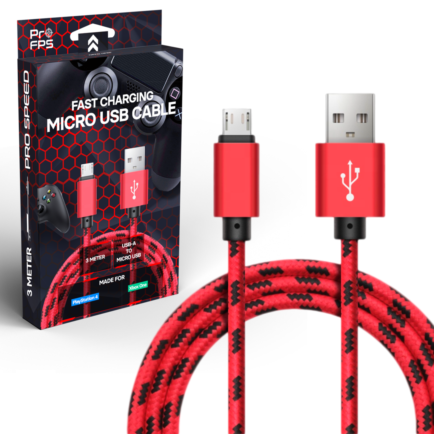 organ afkom Mindst ProFPS High Speed Controller Charging Cable for PS4/Xbox One – Micro U -  Consoleskins