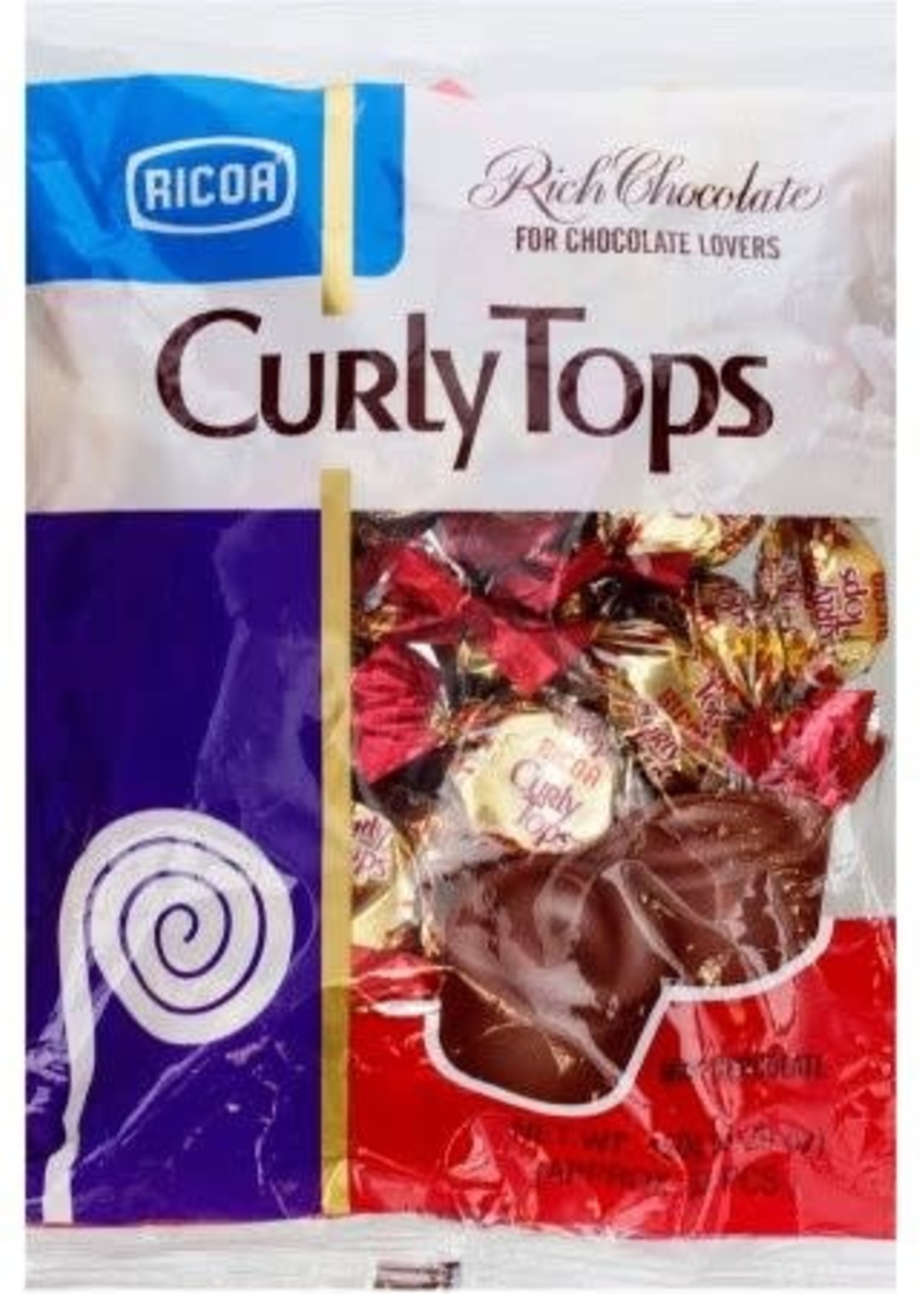 Ricoa Ricoa Curly Tops Milk Chocolate 150 gr