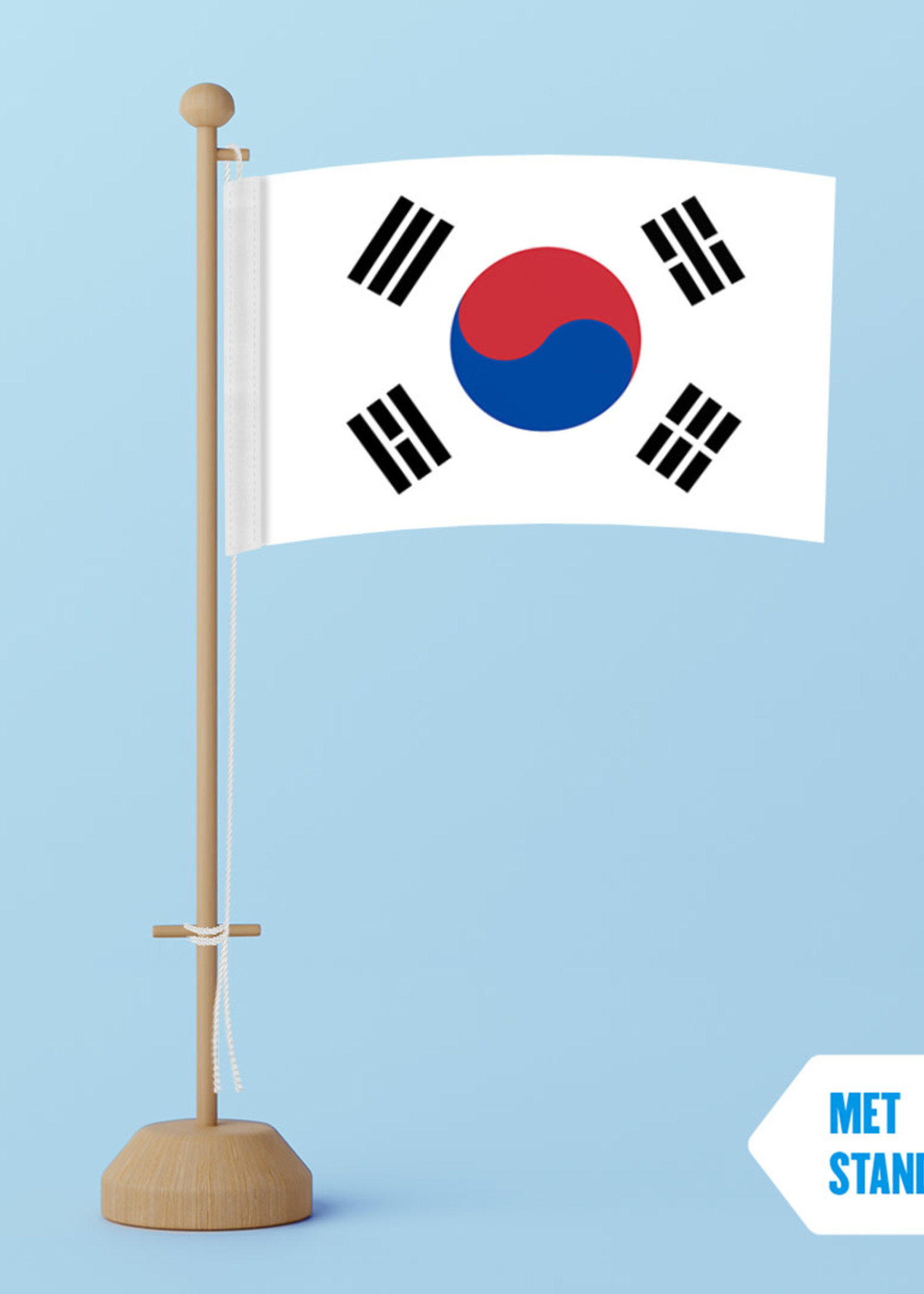 Tafelvlag Zuid Korea 10x15cm  met standaard
