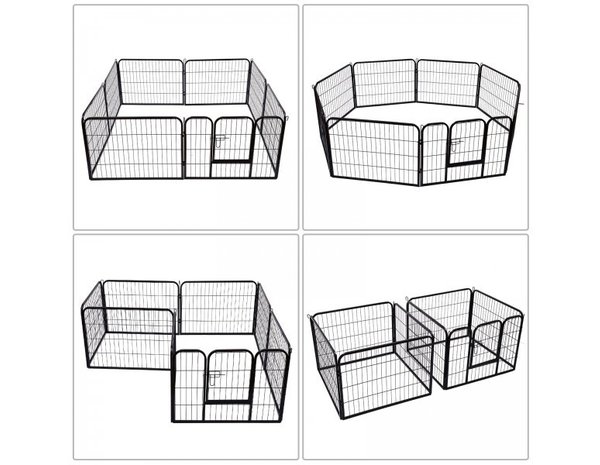 KLD  Puppyren 8 panelen, 60cm hoog, zwart