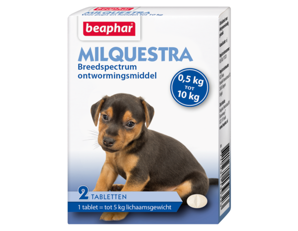 Beaphar Milquestra ontwormingsmiddel, pups vanaf 0,5-10kg, 2 tabletten