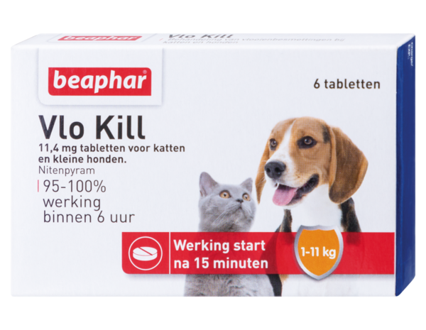 Beaphar Vlo Kill  hond & kat tot 11kg, 6 tabletten