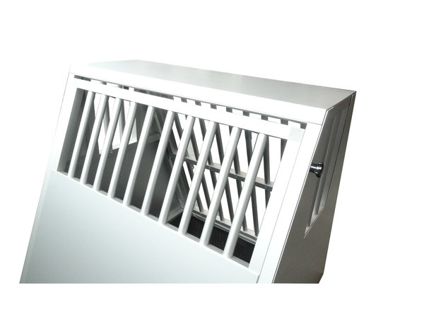Maatwerk Aluminium Autobench Schuine 1-vaks met mat en spijlen in de achterwand