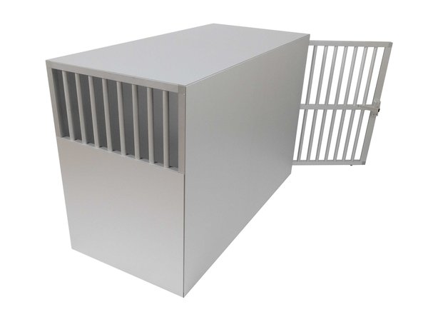 Maatwerk Aluminium Autobench Recht 1-vaks met mat en spijlen in de achterwand