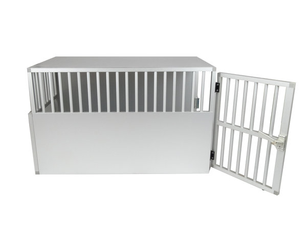 Maatwerk Aluminium Autobench Recht 1-vaks met mat en spijlen in de achterwand