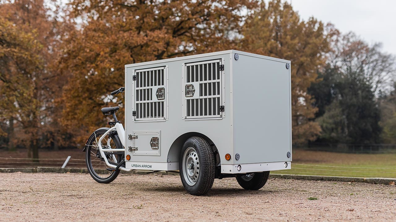 Urban arrow fiets met kelderskooien bench voor honden