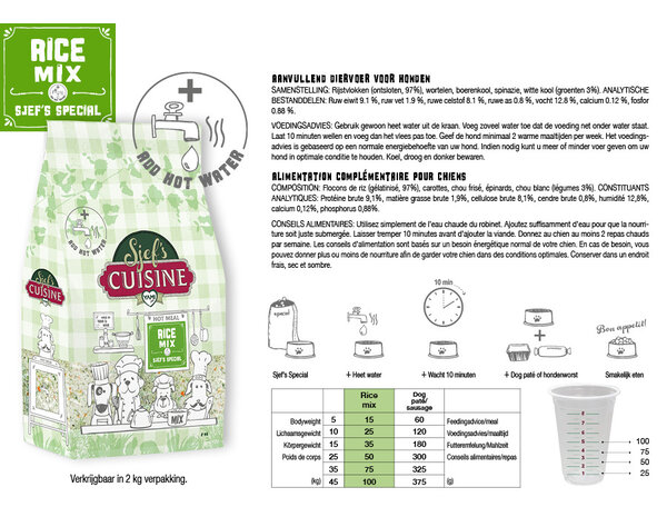 Sjef's Cuisine Rijst mix warme maaltijd voor honden