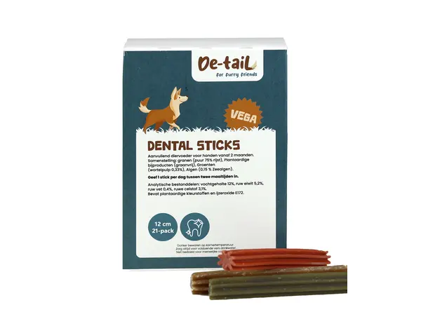 De-Tail Dental Sticks 12 cm vega doos 21 stuks