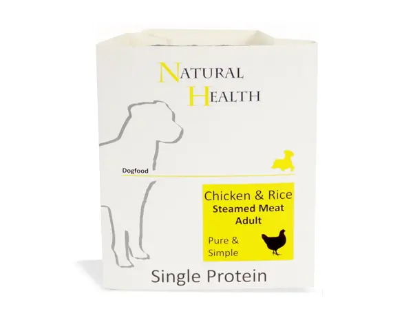 Natural Health Dog Steamed P&S Chicken & Rice  omdoos 7x 395 gram