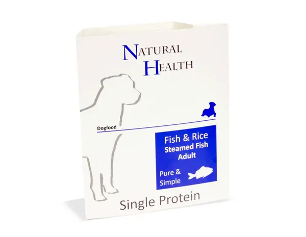 Natural Health Dog Steamed P&S Fish & Rice  omdoos 7x 395 gram