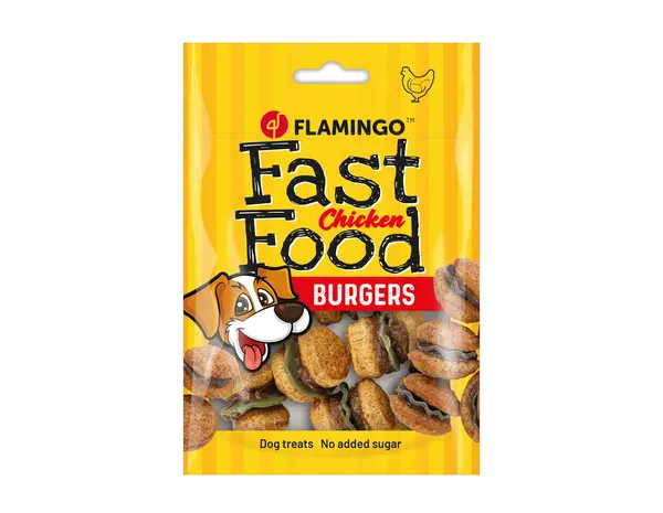 Flamingo Hondensnack Fast food mini hamburger met kip 9st 112gr