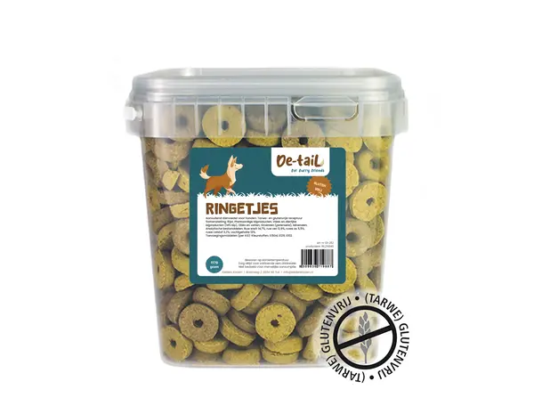 De-Tail Hondenbeloningssnoepjes Glutenvrije ringetjes 1170 gram emmer