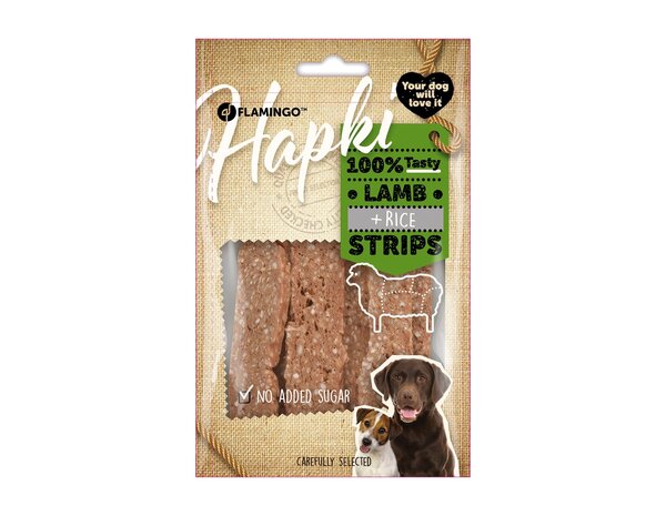 Flamingo Snack Hapki Strips Lam & rijst 85 gram