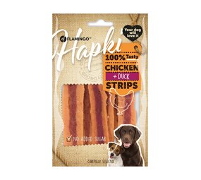 Flamingo Snack Hapki Strips met kip & met eend 85 gram