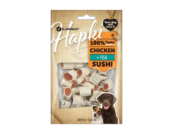 Flamingo Snack Hapki Sushi rolletjes met kip & vis 85 gram