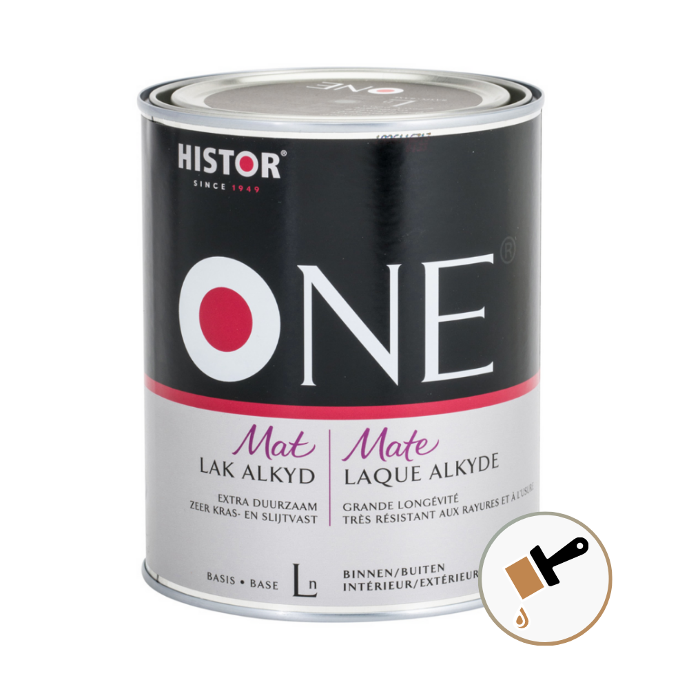 Histor One Lak Mat Alkyd Inhoud: 1 Liter, Kleur: Donker