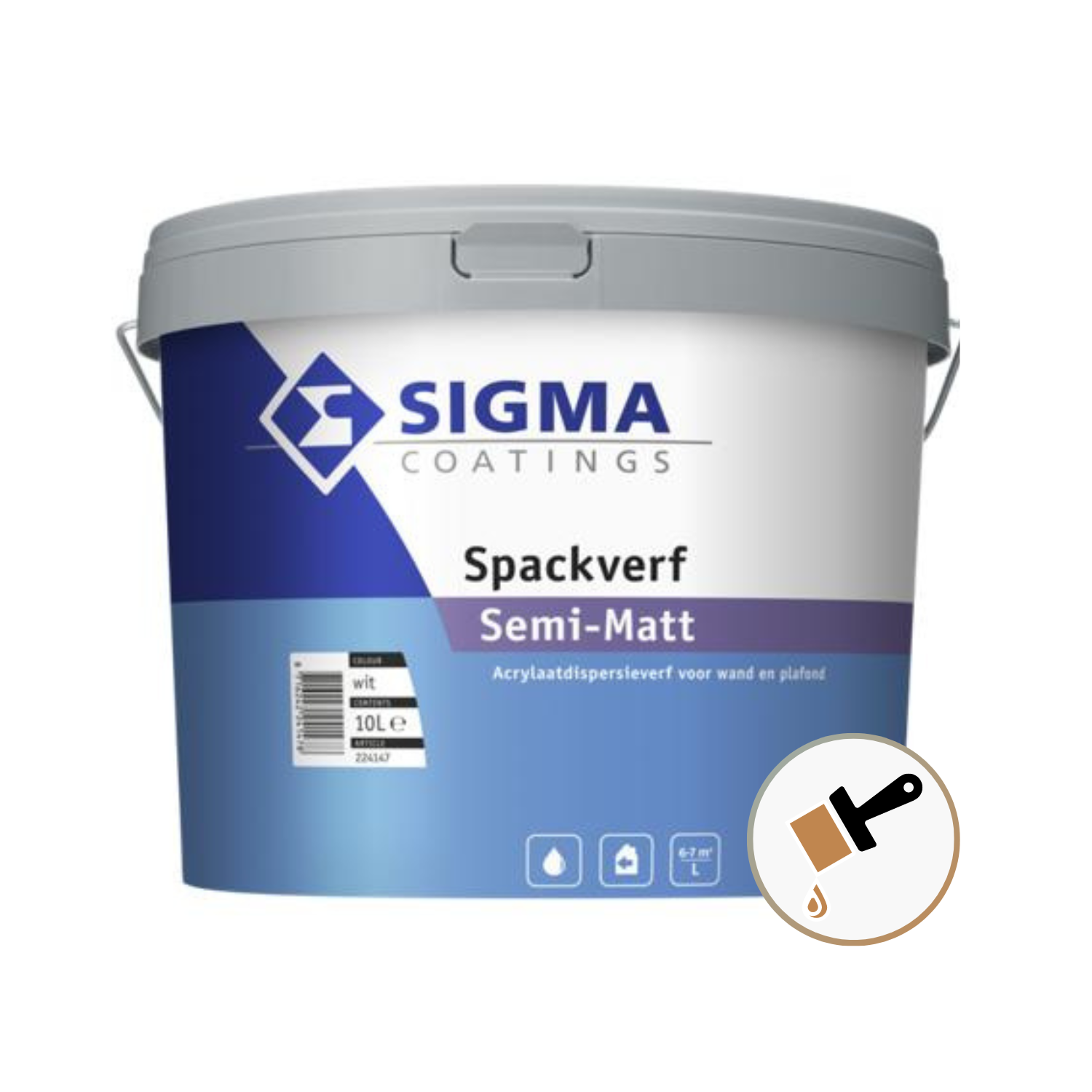 Sigma Spackverf Semi-matt Inhoud: 10 Liter, Kleur: Wit