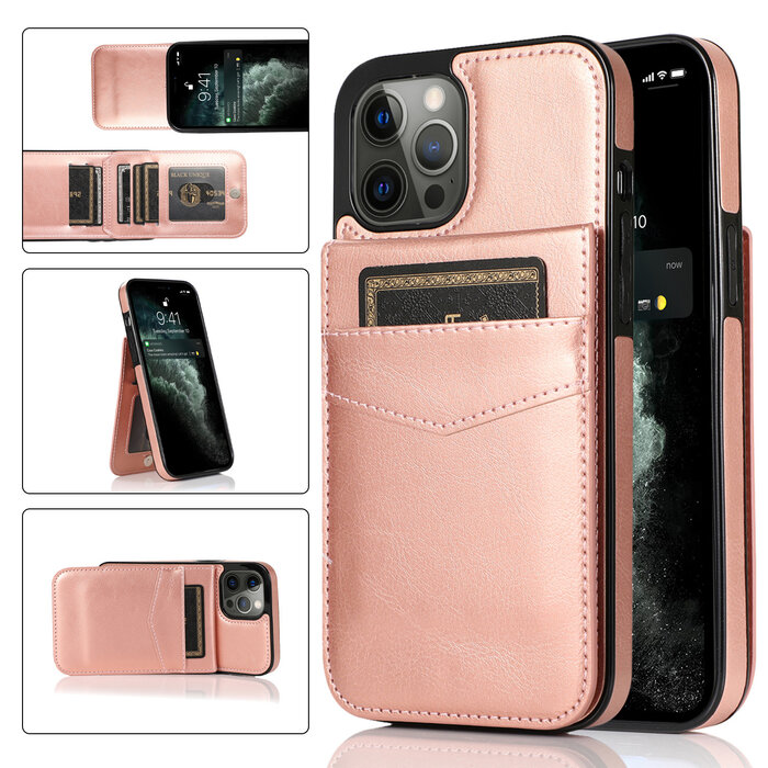 JVS Products iPhone 11 hoesje - Backcover - Pasjeshouder - Portemonnee - Kunstleer - Rose Goud