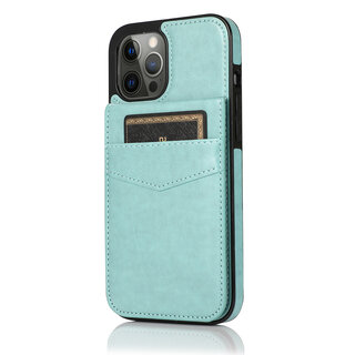 JVS Products iPhone 11 Pro Max hoesje - Backcover - Pasjeshouder - Portemonnee - Kunstleer - Lichtblauw
